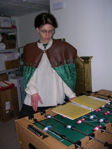 Jordan playing with foosball