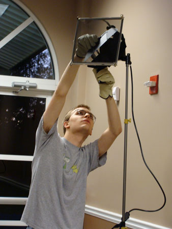 Jordan setting up a light